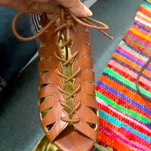 Rampage lace-up wedges in brown.